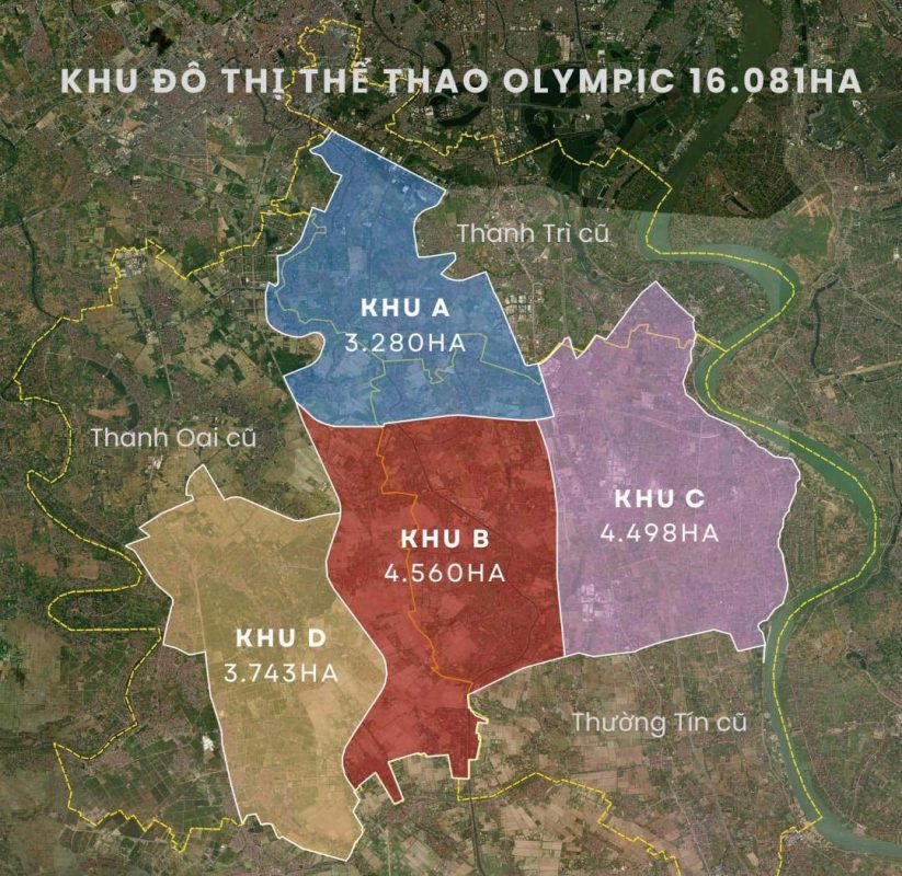 Bản đồ phân chia các Phân khu Vinhomes Olympic